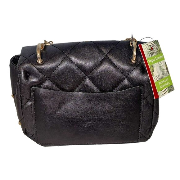 Badgley Mischka Black Vegan Leather Quilted Crossbody Purse - New with Tags - Picture 4 of 5
